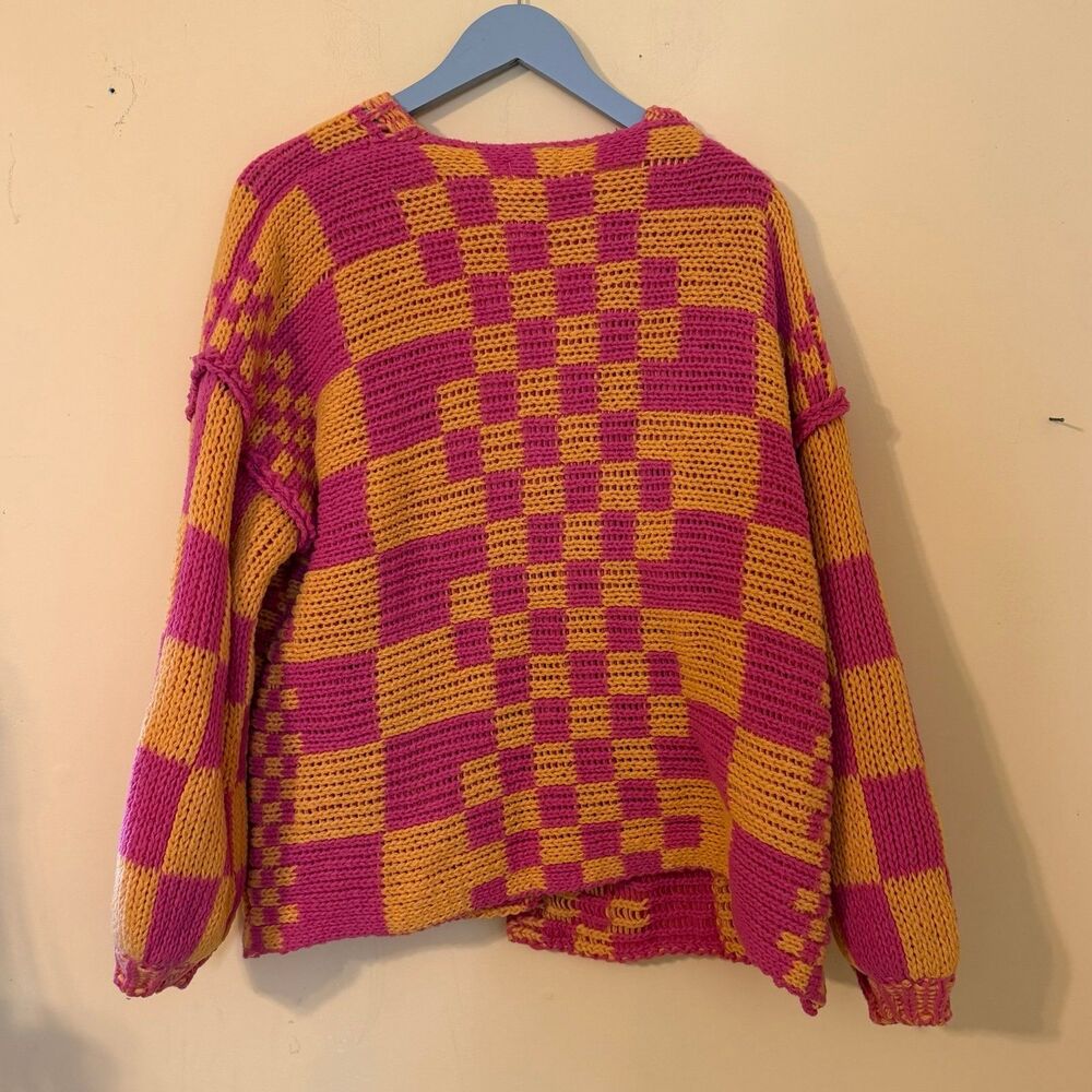 Bibi Size Small Multicolor Open Front Mixed Check… - image 4